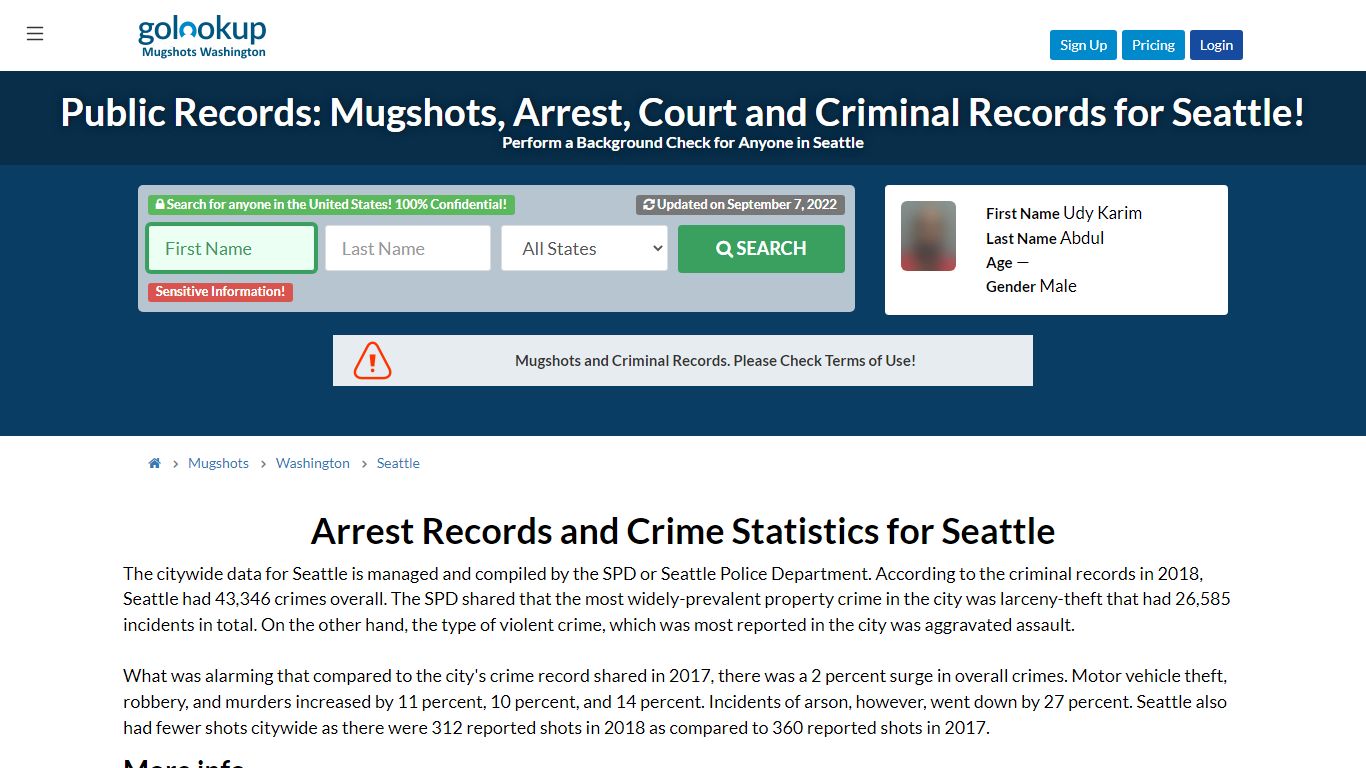 Mugshots Seattle, Arrest Records Seattle - GoLookUp